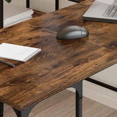 Productafbeelding van Bureau L-vorm Rookeiken - 139x139x75 cm - Hout Metaal - Computertafel Hoekbureau
