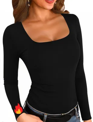 Productafbeelding van Damesshirt met lange mouwen in effen zwart, slim fit, gebreid van katoenmengsel