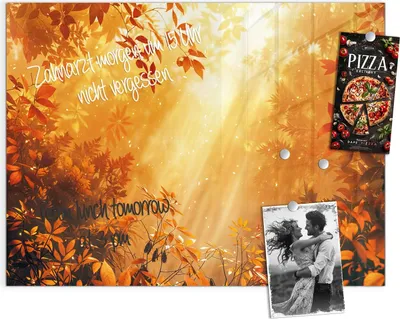 Produktbild von Magnettafel 120x90cm Pinnwand Whiteboard beschreibbar - Herbstlicher Wald