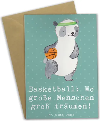 Produktbild von Mr. & Mrs. Panda babykarte Basketball Träume - Meeresbrise - Geschenk, vatertagskarte, kommunionskarte, osterkarten, Sportler, einladungskarten, Deutschland, Geschenke