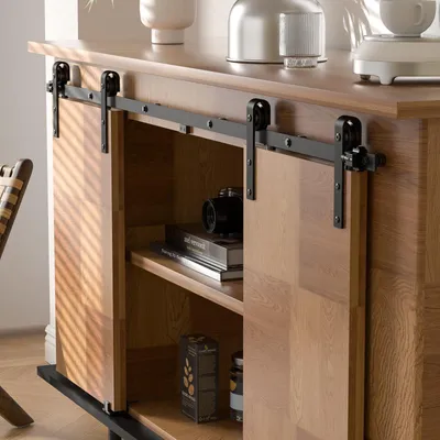 Schiebetür-Set 183 cm, Doppeltüren, Kleiderschrank, Beschlag