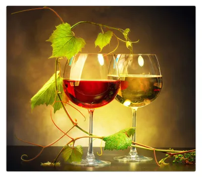 Produktbild von Spritzschutz Herdabdeckplatte Schneidebrett aus Glas Gläser Rot und Weisswein 1-Teilig (60x52cm)