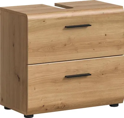 Produktbild von Badezimmer Waschbeckenunterschrank mit 60 cm Breite in Eiche, 2 Schubladen - IGGESUND-158