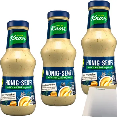 Produktbild von Knorr Schlemmersauce Honig-Senf-Dill 3er Pack (3x250ml Flasche) + usy Block