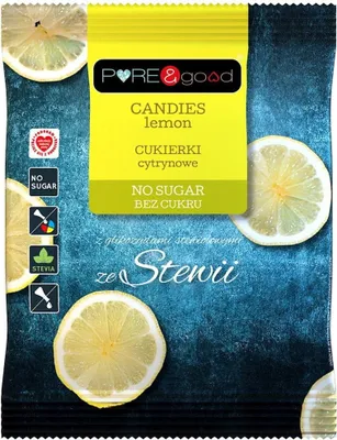 CUKIERKI CYTRYNOWE ZE STEWIĄ BEZ CUKRU 50 g - PURE&GOOD