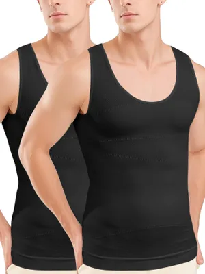 Produktbild von 2X Männer Body Shaper Schlankheits Bauch Weste Kompression Tadellos Tank Top Ärmelloser Schwarz L