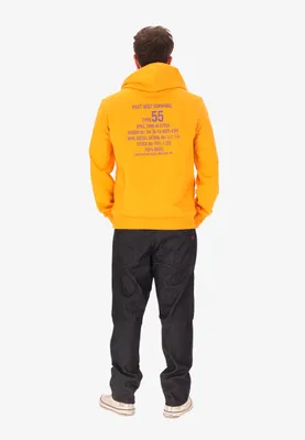 Productafbeelding van Diesel herenhoodie, geel, katoen en polyester, met capuchon en print
