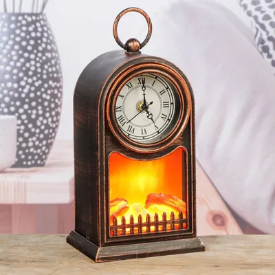 Produktbild von HI LED Kamin Kaminlaterne Laterne Kaminfeuer mit Uhr 57082