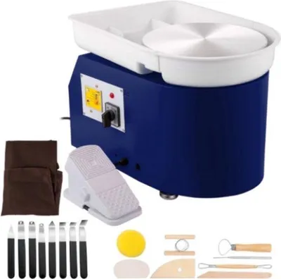 Obrázok produktu pre Keramický vŕtací stôl s nastaviteľnou rýchlosťou – 28 cm sústruh na keramiku – 350 W a presné ovládanie