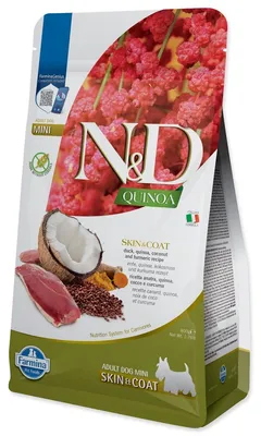 Produktbild von N&D Dog Quinoa Adult Mini Skin & Coat Ente & Kokosnuss 0,8kg