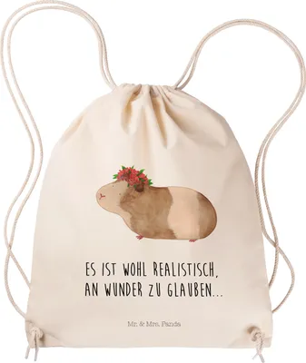 Produktbild von Mr. & Mrs. Panda Jutebeutel Meerschweinchen Weisheit - Transparent - Geschenk, Wunder, Motivation, Spruch, Wunderland, Beutel, Fitness Tasche, wander rucksack