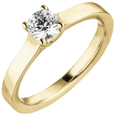 Produktbild von Solitär Ring aus 585 Gold Gelbgold mit Diamant Brillant 0,50 ct. W-SI Innenumfang 54mm Ø17.2mm