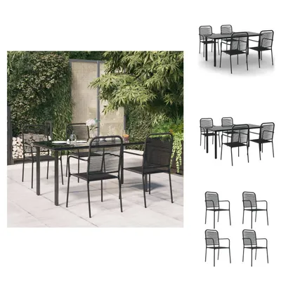 Image de vidaXL Ensemble de jardin 5 pièces noir corde de coton et acier - ensembles de meubles de jardin