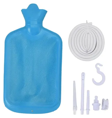 Produktbild von Klistier-Set mit 2-Liter-Beutel, 1,5 m langer Silikonschlauch, kontrollierter Wasserfluss, professionell für das Gesundheitswesen, Blau