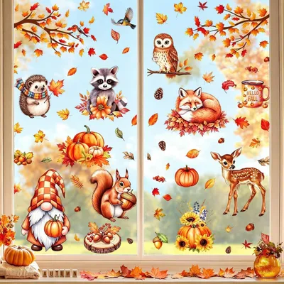 Produktbild von Fensterbilder Herbst Selbstklebend 9 Bögen mit 67 Aufklebern