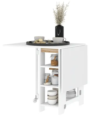 Produktbild von Klappbarer Esstisch mit 2 Klappen und ausziehbaren Ablagen fš¹r 4 Personen, 120 x 60 x 75 cm, Wei?