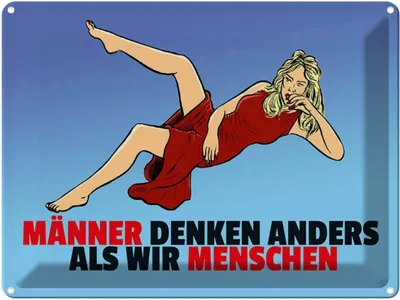 Produktbild von vianmo Blechschild 30x40 cm Männer denken anders als wir Menschen Spruch Zitat