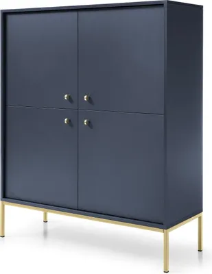Productafbeelding van Furniture24 Kommode Mono Mksz154, dressoir, 154 x 83 x 39 cm, marineblauw/gouden frame