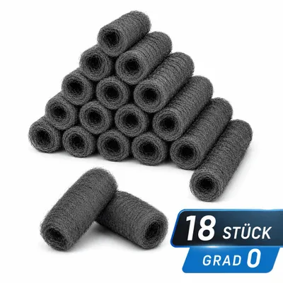 Produktbild von Stahlwolle Metallwolle Schleifwolle Polierwolle Mittelfein Grad 0 (18 Stück)