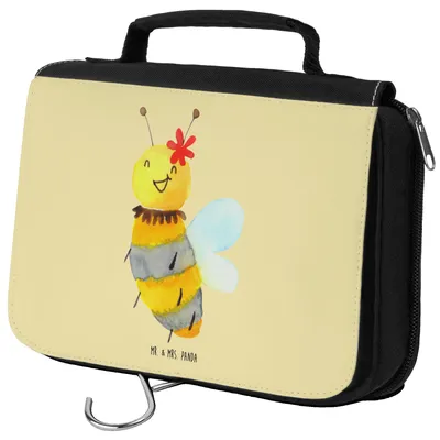 Produktbild von Mr. & Mrs. Panda Kosmetiktasche Biene Blume - Gelb Pastell - Geschenk, Kulturtasche, Make-Up Tasche, duschbeutel, Kulturbeutel, kosmetiktäschchen, kulturtäschchen