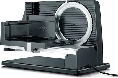Produktbild von GRAEF S11002 - Elektrischer Allesschneider SKS110,  Germany, Edelstahl-Wellenschliffmesser Ø170 mm, Schnittstärke 0-20 mm, Energiesparmotor