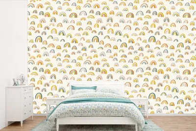 Produktbild von MuchoWow® Fototapete für Wohnzimmer oder Schlafzimmer Wandtapete Vinyl Motivtapete Regenbogen - Pastell - Kinder - 390x260 cm - Papiertapete