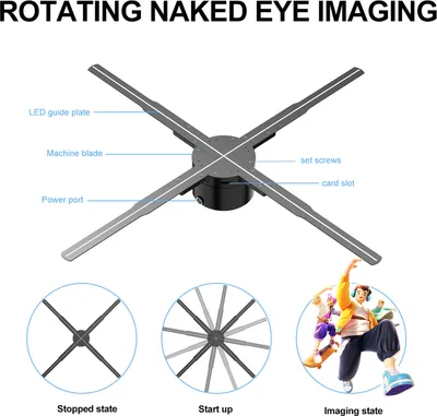 Obrázek produktu pro 3D hologramový projektor Reklamní displej Ventilátor Nástěnný přehrávač 2K HD LED Foto Video Ventilátor s 722ks LED světelných korálků Dálkové ovládání Sign Real Time Screen Display pro Business Shop