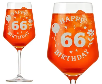 Produktbild von 1x Weinglas Gravur Happy Birthday 66 Geburtstag 350ml spülmaschinenfest für Feiern