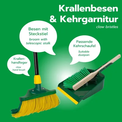 Image de Novaliv Premium Balai à griffes avec manche 40cm y compris set de balayage Outdoor, Balai spécial à poils courbés - Idéal comme balai de jardin, balai grattoir, balai pour gazon synthétique, Optimal pour le camping, balai de rue