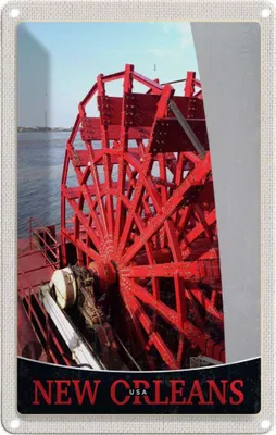 Produktbild von vianmo Blechschild 18x12 cm New Orleans USA Urlaub Amerika Steambot Bildmotiv Reisemotiv Abenteuer Reisen