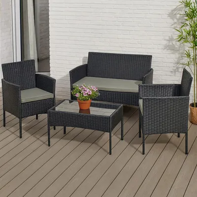 Produktbild von Gartenmöbel Schwarz 4-teiliges Set Wiebke