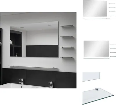 Zdjęcie produktu dla vidaXL Lustro ścienne z 5 półkami srebrne 100×60 cm - Lustro