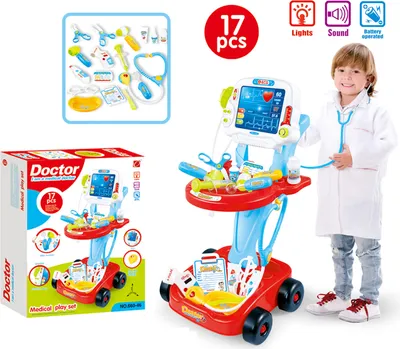 Obrázok produktu pre Doktorský vozík na hranie rolí | Hračka na hranie rolí pre deti 3+ Vrátane 17 častí
