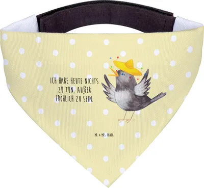 Produktbild von Mr. & Mrs. Panda Hunde Halstuch Rabe Sombrero - Gelb Pastell - Geschenk, für Hund, Motivation, Hals Tuch, Dreieckstuch, Spruch Positiv, Hundehalstuch, Lustige Sprüche