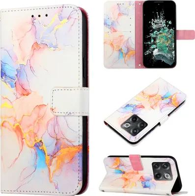 Produktbild von OnePlus 10T 5G Hülle, Marmor Motiv Kunstleder Tasche Wallet Kartenfächer mit Standfunktion Klapp Schutzhülle für OnePlus 10T 5G Bunt