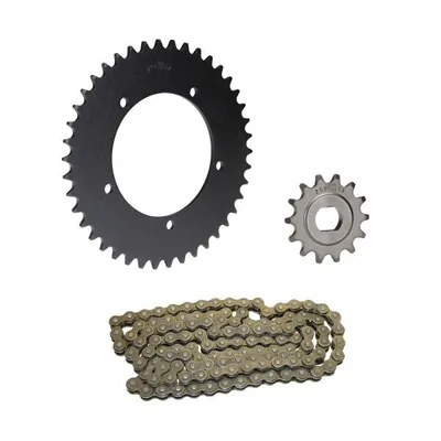 Image de Kit chaîne 3 pièces noir 14/42 dents pour Hercules MK 1 2 S (jantes alu) / Supra 4 GP