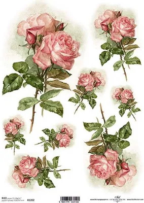 Produktbild von ITD Reispapier Decoupage Bastelpapier Softpapier Serviettentechnik, Blumen R1202