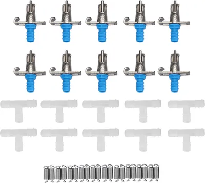 Image de 10 tétines d'abreuvoir pour lapins, acier inoxydable avec double ressort, accessoires pour l'eau potable dans la cage