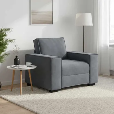 Produktbild von Dunkelgrauer Samtsessel mit Armlehnen und 60 cm Sitzbreite für das Wohnzimmer