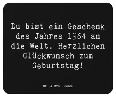 Produktbild von Mr. & Mrs. Panda Mousepad Spruch 1964 Geburtstag Geschenk - Schwarz - Geboren am, mousematte, pc mauspad, Geburtstagsgruß, Mouse Pad, Happy Birthday, des Jahres, Alter
