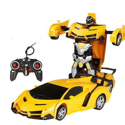Produktbild von 1:18 Transformator RC Radio Fernbedienung Transformator Fahrzeug Auto Deform Roboter Spielzeug gelb