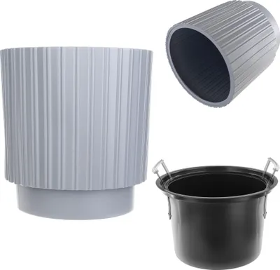 Produktbild von KADAX Blumentopf Blumentopf 40cm Abdeckung mit Einsatz Blumenständer Kunststoff Grau