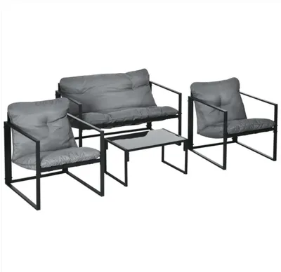 Produktbild von Gartenmöbel Set mit 2 Sesseln 2er-Sofa Couchtisch, Terrassenmöbel-Set 4 Personen