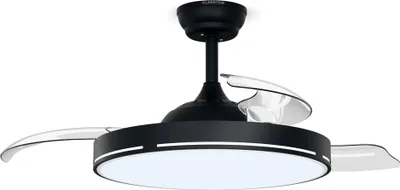 Obrázok produktu pre Stropný ventilátor Klarstein AirFold s osvetlením - inteligentné ovládanie pomocou aplikácie, výsuvné lopatky, stmievateľné LED svetlo, diaľkové ovládanie, tichý, 107 cm, čierny