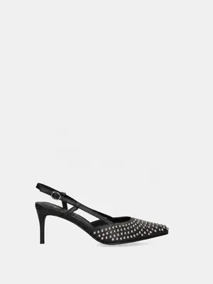 Produktbild von Damen Décolleté schwarzes Leder mit Mikro-Nieten und Fersenriemchen Marc Ellis Black B 36 ME-2601-435-NERO-36