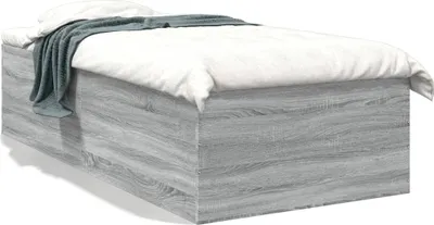 Produktbild von (NEU 2026) Bettgestell moderne, Grau Sonoma 75x190 cm - Holzwerkstoff - Klassische Betten - 36.8 kg