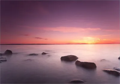 Produktbild von Wallario Poster - Nebel am See bei Sonnenuntergang, Kunstdruck Größe: 70 x 100 cm