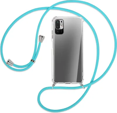 Produktbild von Handykette Backcover-Schutzhülle mit Band (Metall silberfarben) für Xiaomi Redmi Note 10 5G - türkis