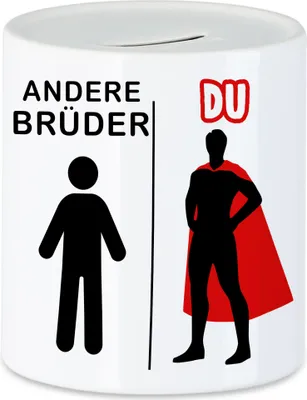 Produktbild von Andere Brüder Du Spardose Superheld Mein Held Dankeschön Geschenkidee Lustig Humor
