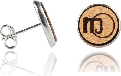 Produktbild von Holzohrstecker Edelstahl mit Mein-Ohrstecker Logo in Buchenholz